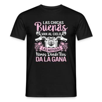 Las Chicas Buenas Van Al Cielo Las Moteras Vamos - Men's T-Shirt - black - Front - AI Model Male 178 light (178cm)