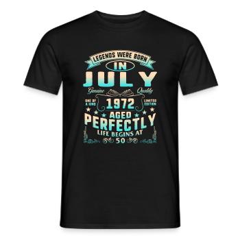 Legends Were Born In July 1972, Life Begins At 50 - Men's T-Shirt - black - Front - AI Model Male 178 light (178cm)