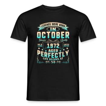 Les légendes sont nées en octobre 1972, la vie commence à - T-shirt homme - noir - Devant - AI Model Male 178 light (178cm)