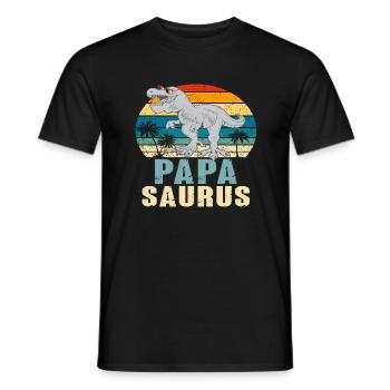 Papasaurus Fête des Pères Dinosaure T-Rex Idée Cadeau - T-shirt homme - noir - Devant - AI Model Male 178 light (178cm)
