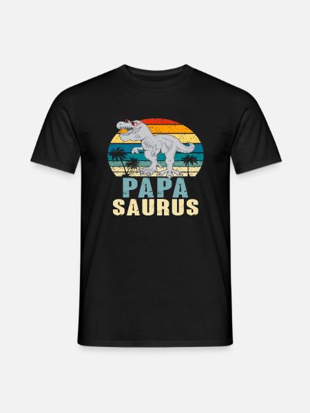 Papasaurus Father's Day Dinosaur T-Rex Gift Idea - Men's T-Shirt - black