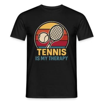 Tennis ist meine Therapie – Retro-Stil - Männer T-Shirt - Schwarz - Vorne - AI Model Male 178 light (178cm)