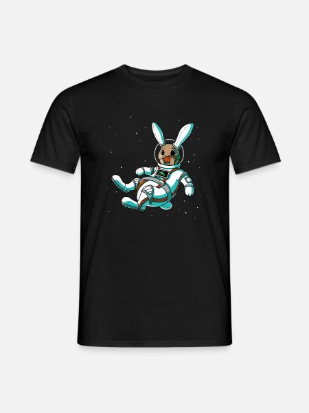 Austronauten Kaninchen - Männer T-Shirt - Schwarz