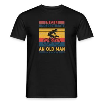 Never underestimate an old man on a bicycle - Men's T-Shirt - black - Front - AI Model Male 178 light (178cm)