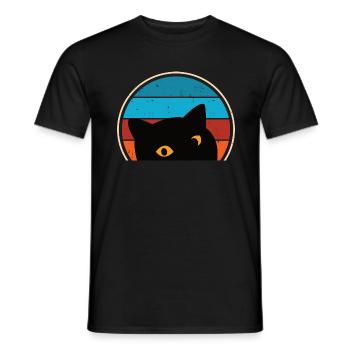 Funny Cat Look - Men's T-Shirt - black - Front - AI Model Male 178 light (178cm)