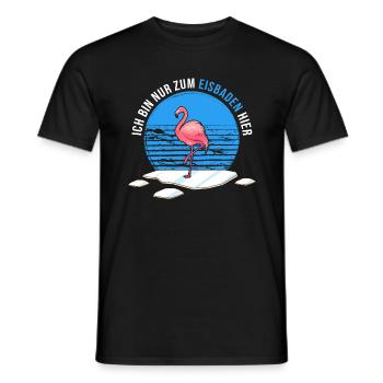 Winterbaden Winterbader-Flamingo geht Eisbaden - Männer T-Shirt - Schwarz - Vorne - AI Model Male 178 light (178cm)