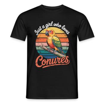 Juste une fille qui aime les Conures - T-shirt homme - noir - Devant - AI Model Male 178 light (178cm)
