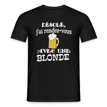 rendez vous avec une blonde - T-shirt homme - noir - Devant - AI Model Male 178 light (178cm)