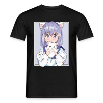 Kawaii Anime chat Neko Manga Japonais Otaku - T-shirt homme - noir - Devant - AI Model Male 178 light (178cm)