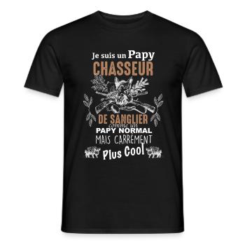 Chasseur de sanglier le plus cool c'est papy - T-shirt homme - noir - Devant - AI Model Male 178 light (178cm)