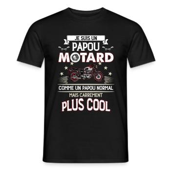 Papou motard, papa motard humour moto - T-shirt homme - noir - Devant - AI Model Male 178 light (178cm)