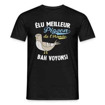 Élu meilleur pigeon d'l'Année Chuchoteur de pigeon - T-shirt homme - noir - Devant - AI Model Male 178 light (178cm)