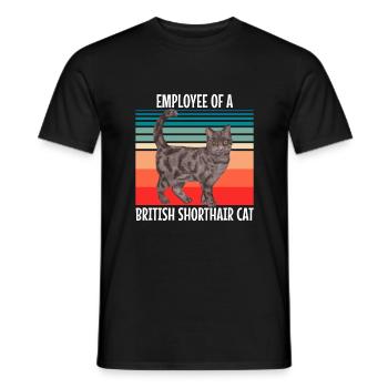 Employé d’un chat britannique à poil court - T-shirt homme - noir - Devant - AI Model Male 178 light (178cm)