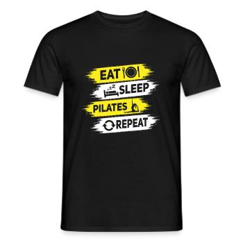 Eat sleep Pilates repeat lustiger Spruch - Männer T-Shirt - Schwarz - Vorne - AI Model Male 178 light (178cm)