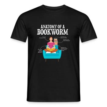 Anatomy eines Bücherwurms - Männer T-Shirt - Schwarz - Vorne - AI Model Male 178 light (178cm)