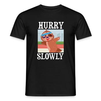 Dépêchez-vous lentement drôle de joggeur paresseux - T-shirt homme - noir - Devant - AI Model Male 178 light (178cm)