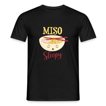 Motif de soupe de sushi drôle et endormi de Miso - T-shirt homme - noir - Devant - AI Model Male 178 light (178cm)