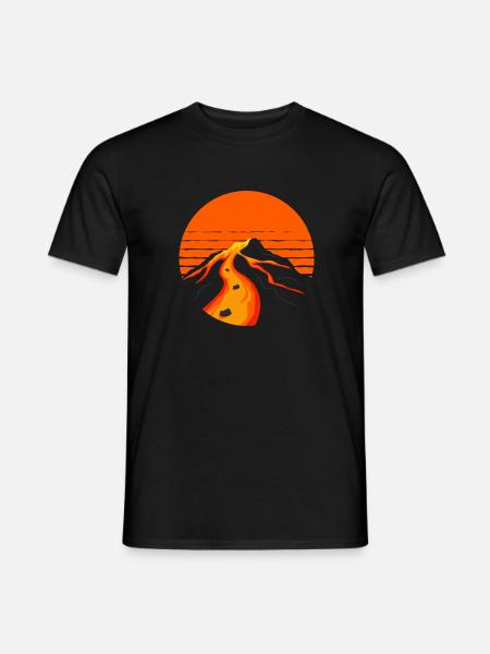 Vulkan Geologie Natur Illustration Motiv - Männer T-Shirt - Schwarz