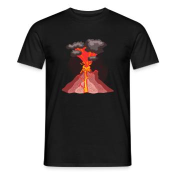 Volcano Geology Nature Illustration Motif - Men's T-Shirt - black - Front - AI Model Male 178 light (178cm)