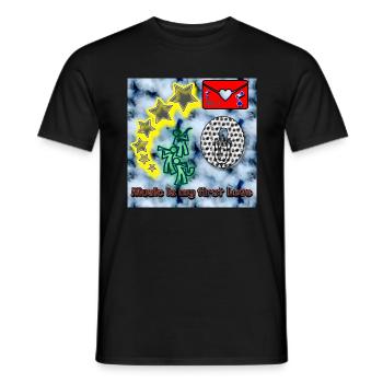 Music is my first Love - Image - 2023 - Men's T-Shirt - black - Front - AI Model Male 178 light (178cm)
