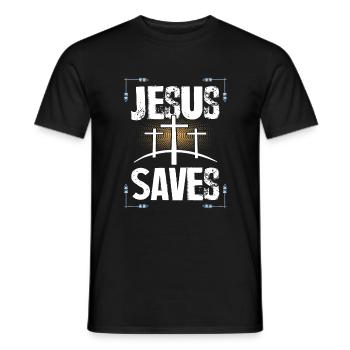 Jesus Saves - Männer T-Shirt - Schwarz - Vorne - AI Model Male 178 light (178cm)
