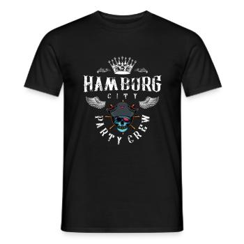 hamburg city party crew pirat - Männer T-Shirt - Schwarz - Vorne - AI Model Male 178 light (178cm)