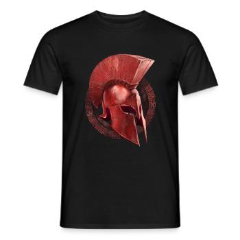 spartaner helm rot sparta symbol greek - Männer T-Shirt - Schwarz - Vorne - AI Model Male 178 light (178cm)