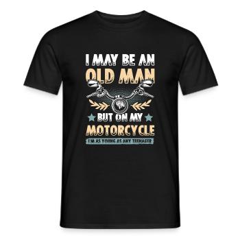 Moto vieil homme - T-shirt homme - noir - Devant - AI Model Male 178 light (178cm)