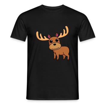 Elch Comic Tier - Männer T-Shirt - Schwarz - Vorne - AI Model Male 178 light (178cm)