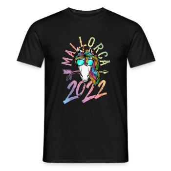 mallorca 2022 einhorn bunt - Männer T-Shirt - Schwarz - Vorne - AI Model Male 178 light (178cm)