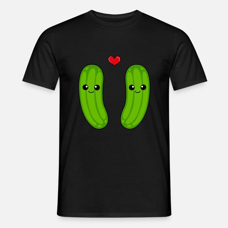Gurke Paar Liebe Comic - Männer T-Shirt - Schwarz