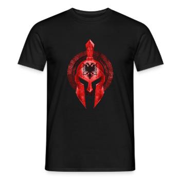 Spartan Helmet Albania Flag - Men's T-Shirt - black - Front - AI Model Male 178 light (178cm)