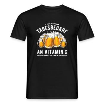 Tagesbedarf - Bier trinken - Vitamin C - Spruch - Männer T-Shirt - Schwarz - Vorne - AI Model Male 178 light (178cm)