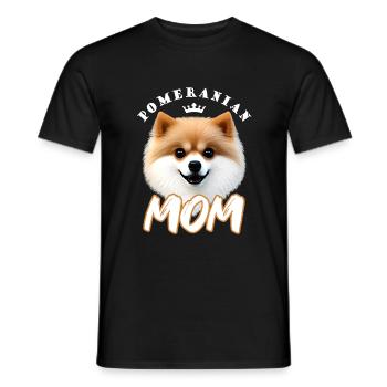 Maman de Poméranie, spitz nain avec couronne - dire - T-shirt homme - noir - Devant - AI Model Male 178 light (178cm)