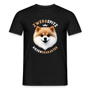 Zwergspitz - Riesen Charakter - Spruch - Männer T-Shirt - Schwarz - Vorne - AI Model Male 178 light (178cm)