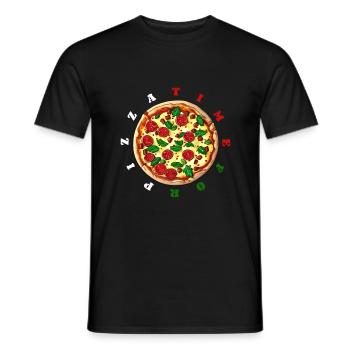 Zeit für Pizza, Uhr - leckere Salamipizza - Männer T-Shirt - Schwarz - Vorne - AI Model Male 178 light (178cm)