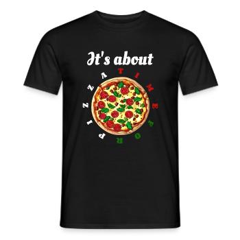 Höchste Zeit für Pizza - Uhr - leckere Salamipizza - Männer T-Shirt - Schwarz - Vorne - AI Model Male 178 light (178cm)