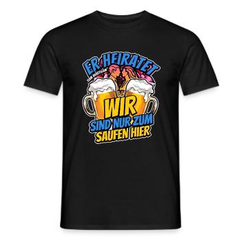 JGA Junggesellenabschied - Er heiratet - Männer T-Shirt - Schwarz - Vorne - AI Model Male 178 light (178cm)