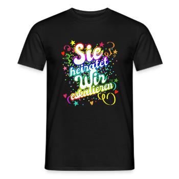 JGA Junggesellinnenabschied - Sie heiratet - Männer T-Shirt - Schwarz - Vorne - AI Model Male 178 light (178cm)