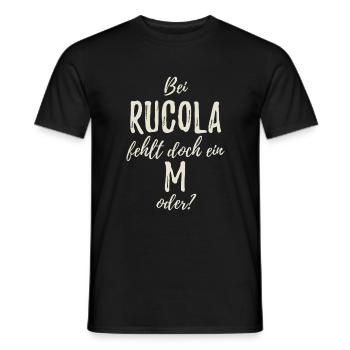 Bei Rucola fehlt ein M - Rumcola Wortspiel Spruch - Männer T-Shirt - Schwarz - Vorne - AI Model Male 178 light (178cm)