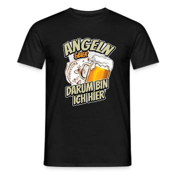 Angeln & Bier - darum bin ich hier - Karpfen - Männer T-Shirt - Schwarz - Vorne - AI Model Male 178 light (178cm)