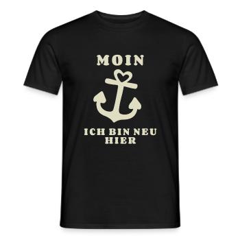 Moin bin neu hier Anker Baby Geburt Spruch - Männer T-Shirt - Schwarz - Vorne - AI Model Male 178 light (178cm)