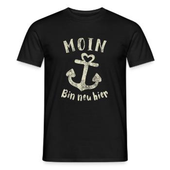 Moin bin neu hier Anker Baby Geburt Spruch - Männer T-Shirt - Schwarz - Vorne - AI Model Male 178 light (178cm)