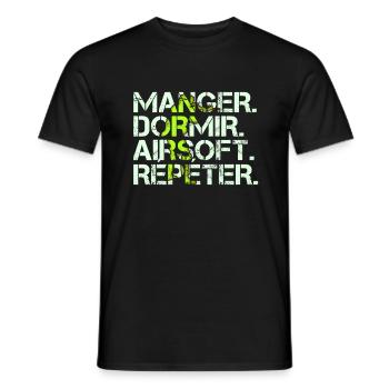 Mange Dormir Airsoft Répéter Cadeau Softair Humour - T-shirt homme - noir - Devant - AI Model Male 178 light (178cm)
