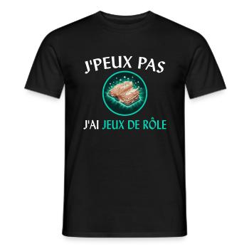 J'Peux Pas J'ai Jeux de Rôle Cadeau Joueur JDR Fun - T-shirt homme - noir - Devant - AI Model Male 178 light (178cm)