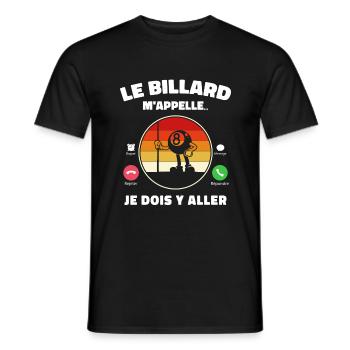Billard m'appelle - Cadeau Humour Retro Vintage - T-shirt homme - noir - Devant - AI Model Male 178 light (178cm)