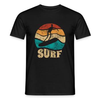 Sunset Surfer - Surf toute la journée - Vague - Cadeau - T-shirt homme - noir - Devant - AI Model Male 178 light (178cm)