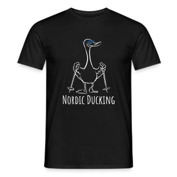 Mallard - Duck with sticks - Nordic Ducking - Men's T-Shirt - black - Front - AI Model Male 178 light (178cm)