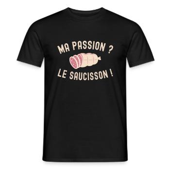 Ma Passion Le Saucisson Humour - Idée Cadeau Apéro - T-shirt homme - noir - Devant - AI Model Male 178 light (178cm)