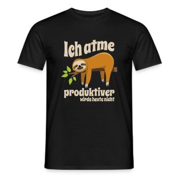 Ich atme, produktiver wirds heute nicht - Faultier - Männer T-Shirt - Schwarz - Vorne - AI Model Male 178 light (178cm)